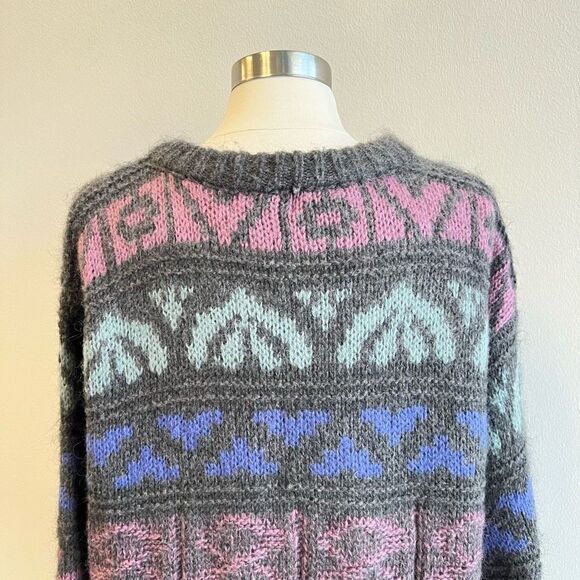 VTG Baldimaglie Italy Women’s Medium Chunky Knit Nordic Mohair Cardigan Sweater - Picture 5 of 11